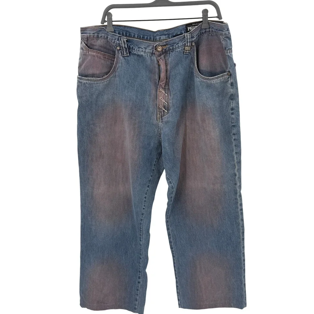 Vintage Phat Farm Baggy Jeans Mens‎ 40x26 Blue Purple Tint Y2K Streetwear Loose